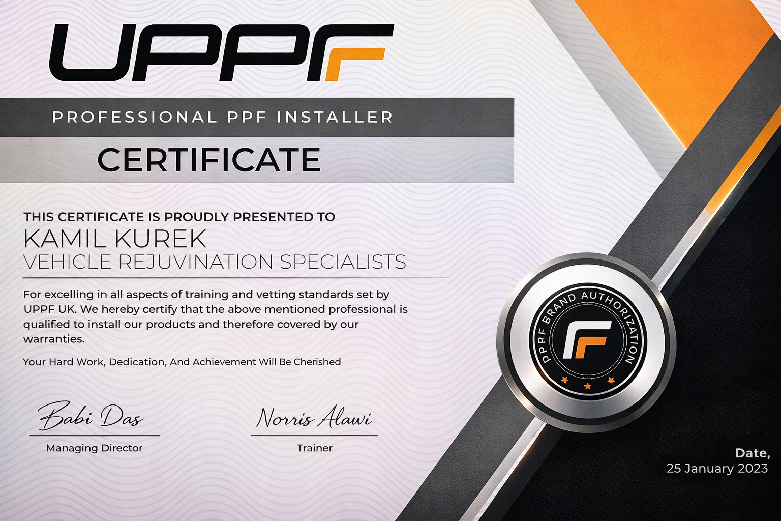 UPPF Certification